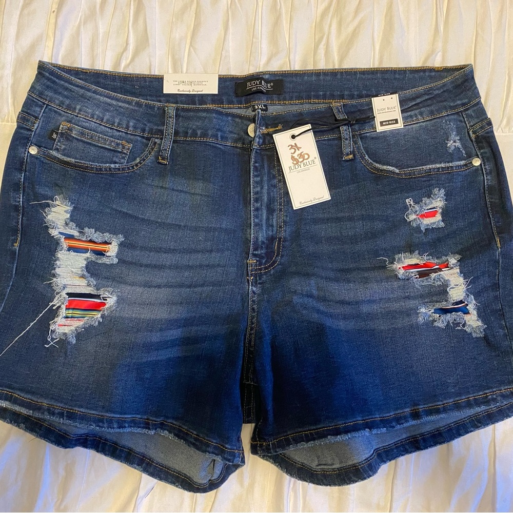 Judy Blue Shorts with color in the rips